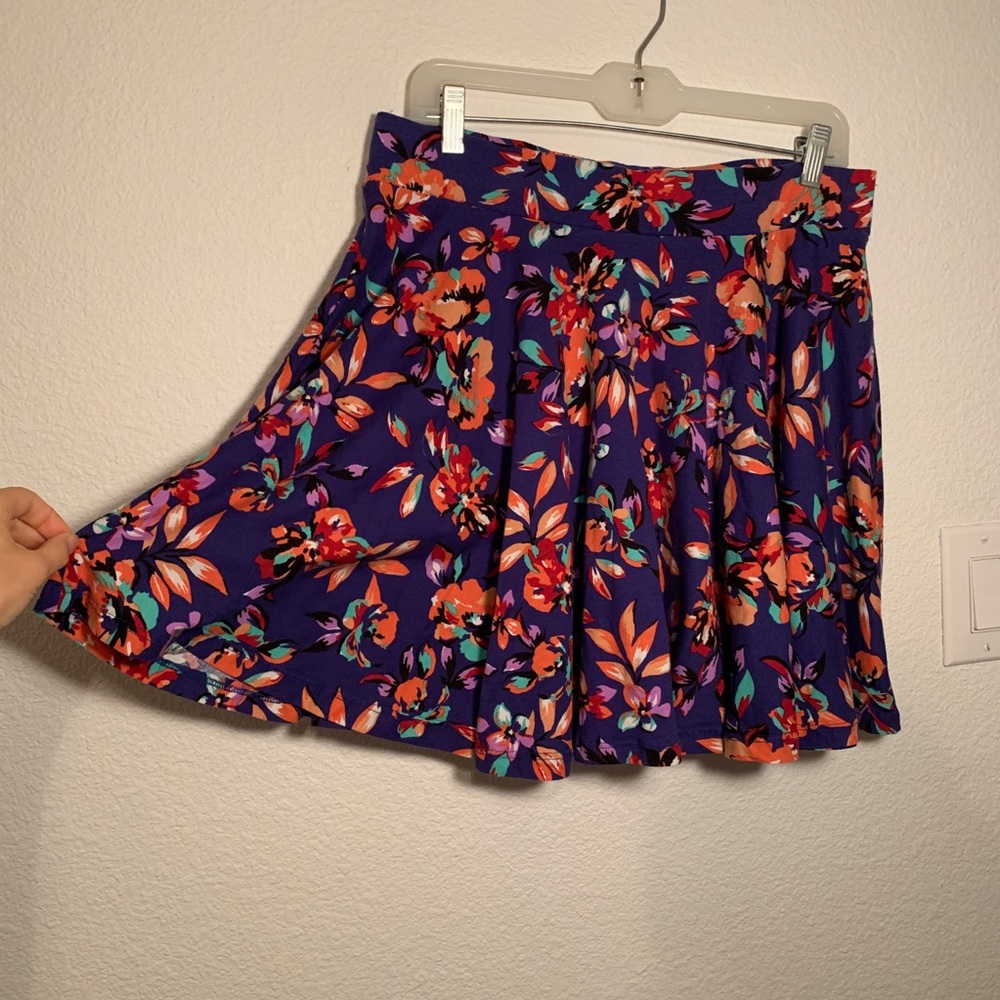 UO Pins and Needles Floral Blue High Waisted Skirt